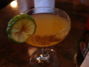 Detox cocktail with ginger and carrot syrup. at L'Gros Luxe 100% Vege in Montreal