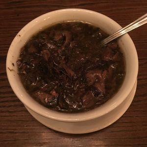Soupe du jour aux champignons at L'Gros Luxe 100% Vege in Montreal