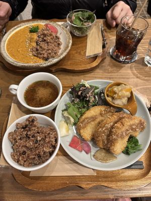 Curry and cutlet set  at Kissa Saeki in Hiroshima