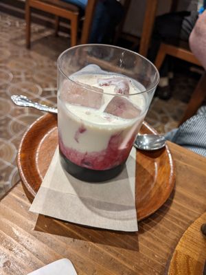 Blackcurrant lassi at Kissa Saeki in Hiroshima