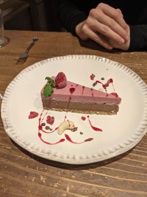 Raspberry cake at Kissa Saeki in Hiroshima