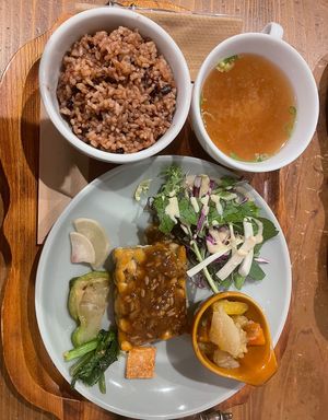 Lunch Set with Tempeh  at Kissa Saeki in Hiroshima