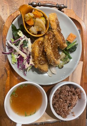Lunch Set with Vegan Cutlets  at Kissa Saeki in Hiroshima