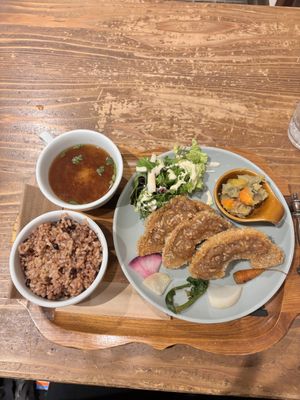 Wheat gluten set meal  at Kissa Saeki in Hiroshima
