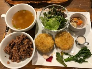 Vegan cutlets  at Kissa Saeki in Hiroshima