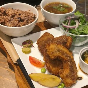 Fried seitan  at Kissa Saeki in Hiroshima