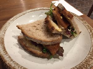 Vegan sandwich  at Kissa Saeki in Hiroshima