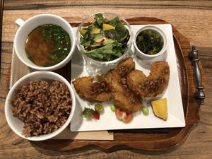 Fried seitan at Kissa Saeki in Hiroshima