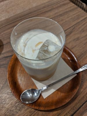 ginger (soy) lassi-- much better than I expected! tasted quite good at Kissa Saeki in Hiroshima