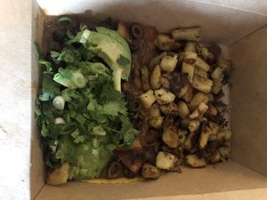 Rasta Racheros to go (Covid) at Woodrose Cafe in Garberville