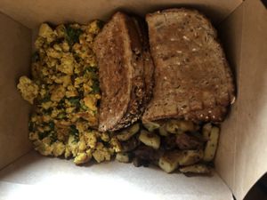 Tofu scramble to go (Covid)  at Woodrose Cafe in Garberville