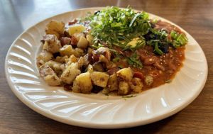 Rasta rancheros   at Woodrose Cafe in Garberville