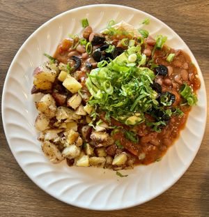 Rasta rancheros   at Woodrose Cafe in Garberville