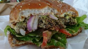 vegan cheeseburger at Rainbow - Ibn Gvirol in Tel Aviv