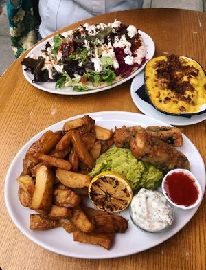 Fish and chips, Mac and cheese and kebab at The Ship Inn in Newcastle Upon Tyne