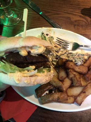 The home made Ship burger 🍔  at The Ship Inn in Newcastle Upon Tyne