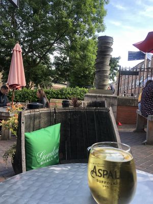 One of the outdoor seats (area expanded since COVID) at The Ship Inn in Newcastle Upon Tyne