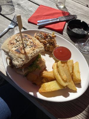 Seitan chicken Biker burger  at The Ship Inn in Newcastle Upon Tyne