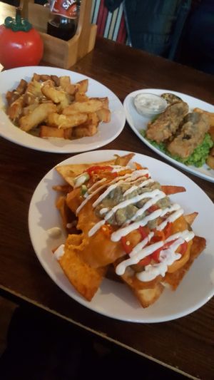 Nachos, cheesy chips, fish n chips at The Ship Inn in Newcastle Upon Tyne