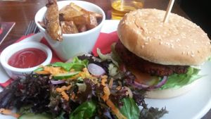 Thai spiced black bean burger at The Ship Inn in Newcastle Upon Tyne