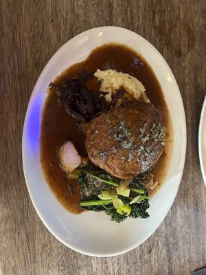 Seitan roast dinner - very herby, spongy seitan, cabbage and mash were great    at The Ship Inn in Newcastle Upon Tyne