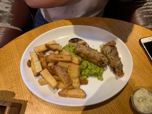 Tofu fish & chips  at The Ship Inn in Newcastle Upon Tyne