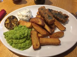 Tofu and seaweed ‘fish’ and chips at The Ship Inn in Newcastle Upon Tyne