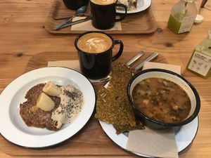 Banana bread, soup of the day, coffee at Wild & The Moon - Al Quoz in Dubai