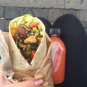 got the wrap and wow.. you could taste every ingredient and the edemame and matcha hummus was amazing! at The Organic Boho - Gothersgade in Copenhagen