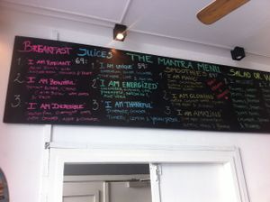 Menu on board at The Organic Boho - Gothersgade in Copenhagen