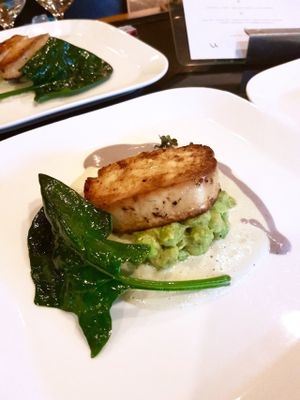 Tofu Steak auf Edamame and Cashew Cream and Blueberry Cheese Sauce.  at Vegan Supper Club Bangkok in Bangkok