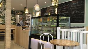 Inside the café  at Sweet Rawmance in Paris