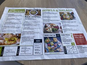 Paper menu  at Sweet Rawmance in Paris