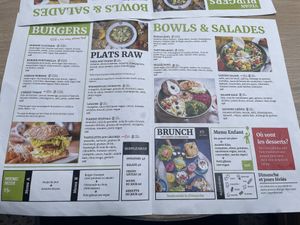 Menu  at Sweet Rawmance in Paris