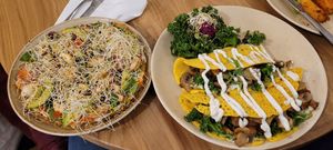 Raw pizza and mushroom crêpe. at Sweet Rawmance in Paris