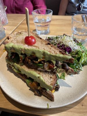 Grilled Mushroom and Cheese Sammy  at Sweet Rawmance in Paris