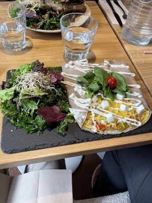 Vegetable filled Galette with kale salad   at Sweet Rawmance in Paris