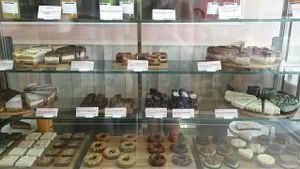 Cake selection at Sweet Rawmance in Paris