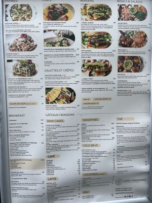 Menu  at Sweet Rawmance in Paris