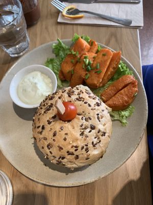 Cheese burger with potatoes!   at Sweet Rawmance in Paris
