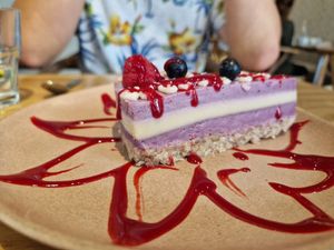 Orange & red fruit cake at Sweet Rawmance in Paris