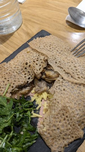 Ham and cheese savory crepe at Sweet Rawmance in Paris