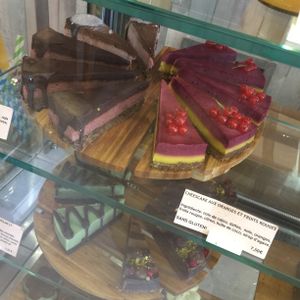 Lots of cake slices at Sweet Rawmance in Paris