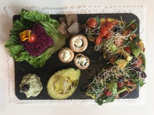 Raw brunch plater  at Sweet Rawmance in Paris