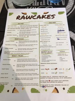 Menu at Sweet Rawmance in Paris
