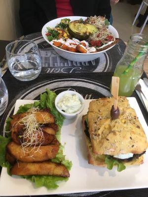 Great mushroom burger  at Sweet Rawmance in Paris