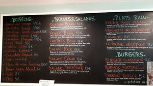 Menu at Sweet Rawmance in Paris