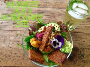 Wir lieben die Natur und die Wiesenkräuter. Schenke dir Blumen im Bauch! at Rebella Bex Cafe in Munich