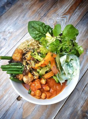 daily fresh different kinds of Buddha Bowls at Rebella Bex Cafe in Munich