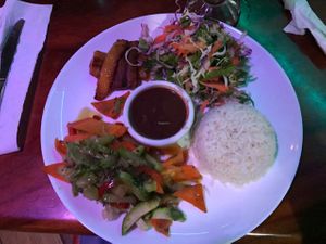 beans and rice at Life House Organic Restaurant in La Fortuna